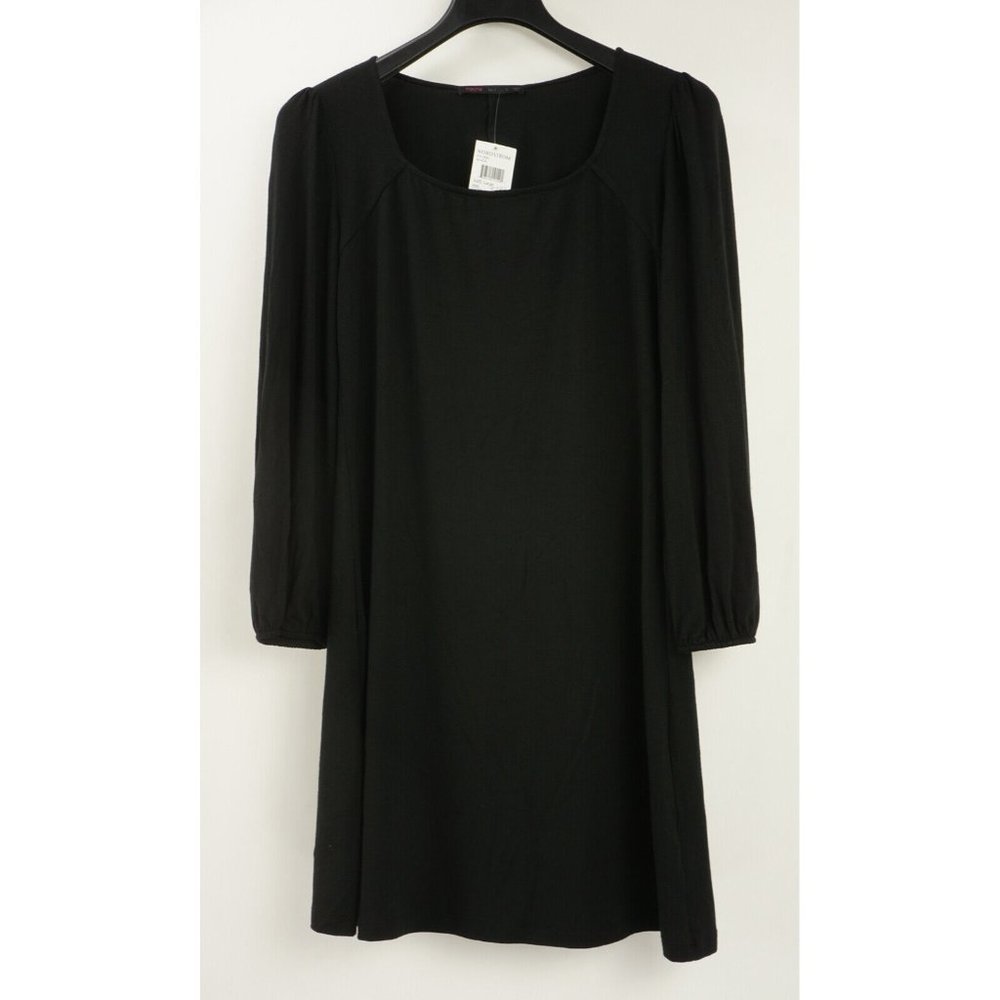 New FRAICHE BY J Women's Large Black Long Sleeve Square Fit & Flare Mini Dress